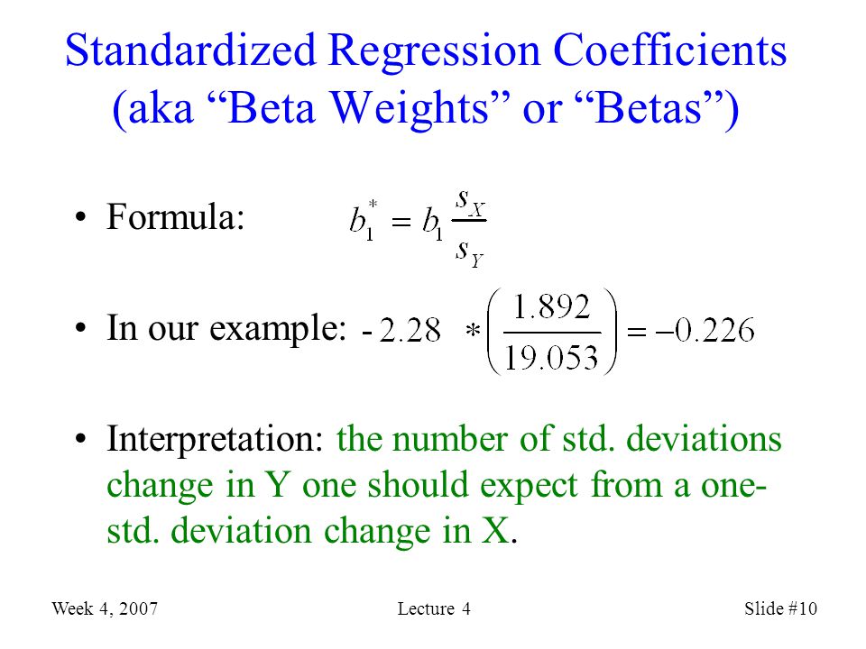 How To Calculate Standardardized Coefficient